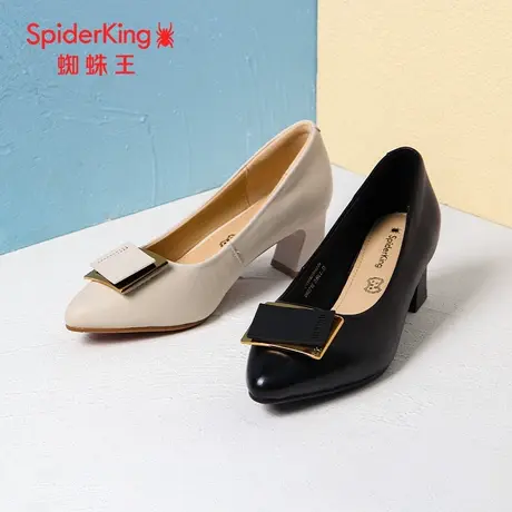SPIDER KING/蜘蛛王女单鞋2023秋商场新款工作鞋通勤优雅温柔粗跟商品大图