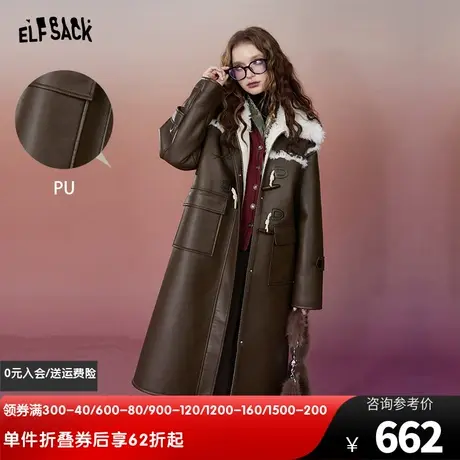 妖精的口袋美拉德长款棉服外套女2023冬季新款保暖宽松皮衣外套图片