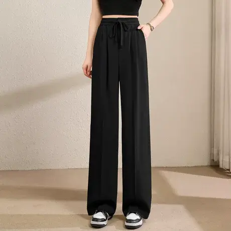 时尚气质休闲西装阔腿裤2023年夏季新款女士简约高腰显瘦通勤长裤商品大图