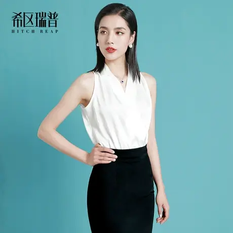 希区瑞普高端气质挂脖设计感小众上衣职业白衬衫衬衣女夏轻熟商品大图