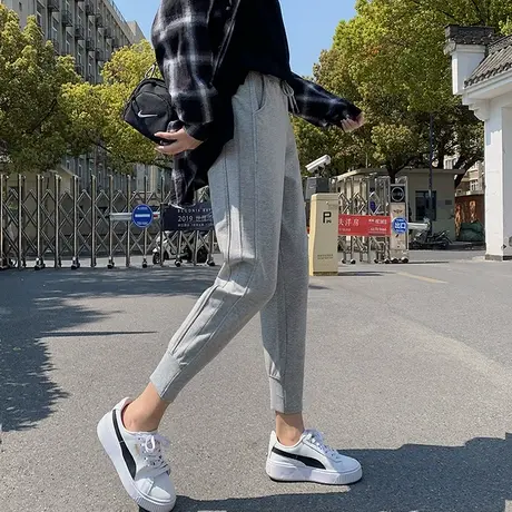 运动裤女束脚2022新款春秋季九分ins潮宽松显瘦百搭哈伦休闲裤夏商品大图