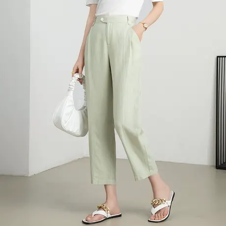 夏天冰丝哈伦裤女夏季薄款2023新款天丝亚麻裤子夏休闲九分镰刀裤商品大图
