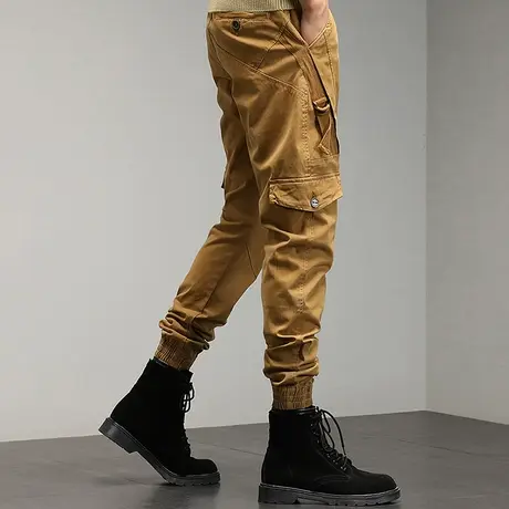 潮男工装休闲裤宽松百搭时尚2022冬季新款潮牌ins束脚哈伦裤子男商品大图