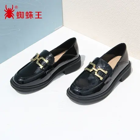 蜘蛛王断码清仓正品女鞋真皮2022秋商场新款乐福鞋jk小皮鞋女漆皮图片