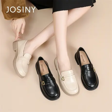 Josiny/卓诗尼乐福鞋女2024春季新款英伦风小皮鞋复古一脚蹬单鞋商品大图