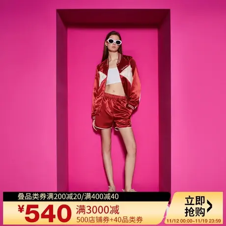 Juicy Couture橘滋23新款时髦学院缎面绣花女休闲短裤商品大图