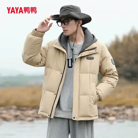鸭鸭户外男士羽绒服2023年秋季新款短款连帽时尚百搭保暖外套W图片