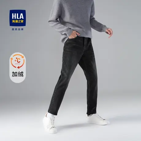 【加绒保暖】HLA/海澜之家SPRINTING SMILE牛仔裤秋冬宽松裤子男商品大图