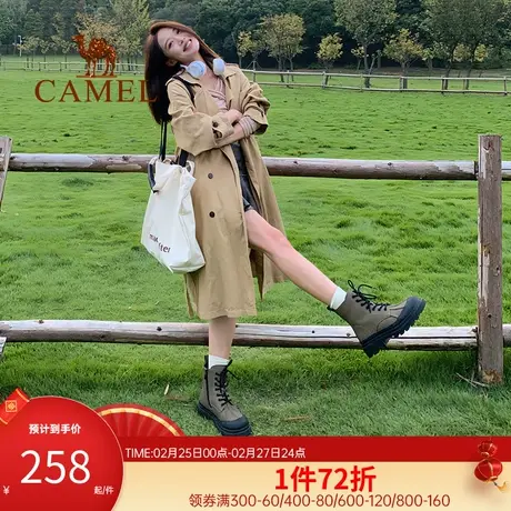 骆驼女鞋2023秋季新款复古马丁靴女款户外工装靴休闲英伦风短靴子图片