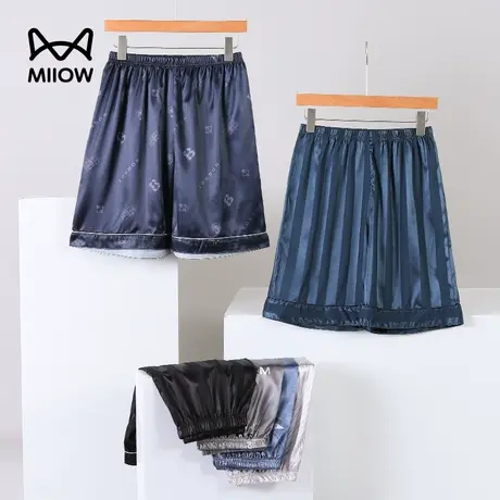 MiiOW/猫人夏天学生睡裤居家休闲薄款冰爽舒适透气宽松短裤图片