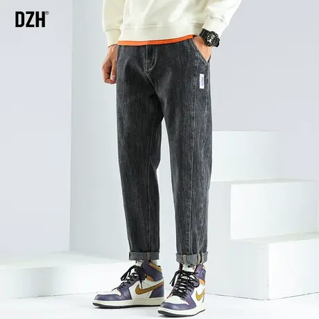 男士大码牛仔裤男春夏美式直筒哈伦裤潮牌裤子2023年新款休闲长裤商品大图