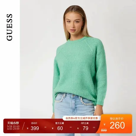 GUESS女士慵懒风休闲纯色套头毛针织衫-W4BR0OZ3LG0商品大图