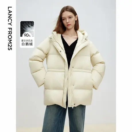 朗姿霍尔多巴吉白鹅绒设计感收腰高级显瘦2024年冬季新款羽绒服图片