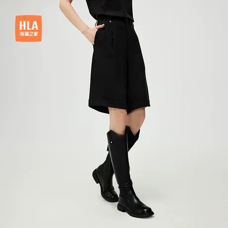 HLA/海澜之家休闲西装短裤2025春夏新款宽松含莱赛尔时尚裤子女装商品大图