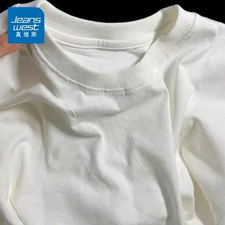 KP真维斯女装白色纯棉短袖T恤女2025夏新款休闲百搭打底衫上衣商品大图