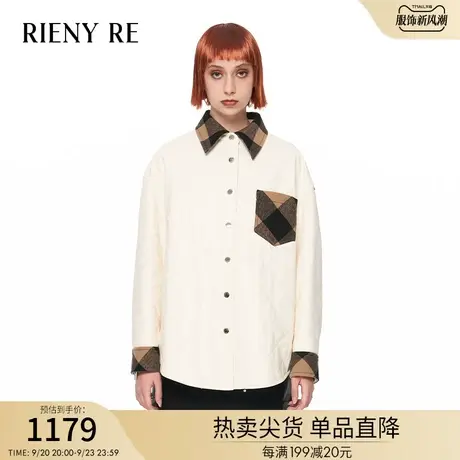 RIENYRE外套女2023秋季新款设计感高级气质百搭通勤格纹衬衫上衣商品大图