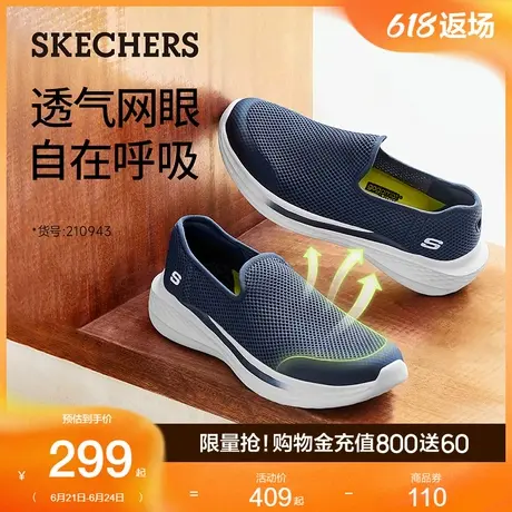 斯凯奇夏季男健步鞋一脚蹬网面透气运动休闲鞋轻便舒适回弹大网孔商品大图