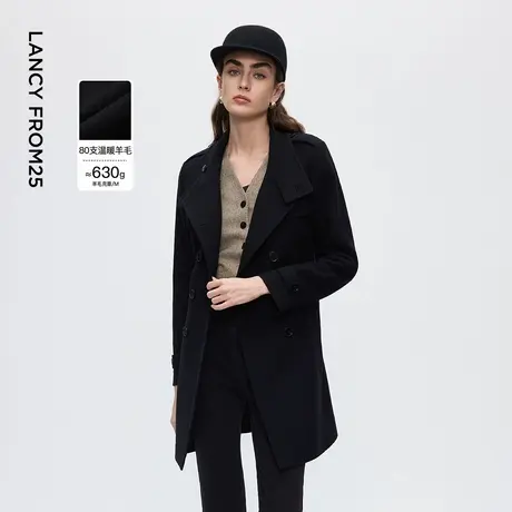 朗姿复古羊毛修身双排扣高级感呢子大衣外套女毛呢2025年冬季新款图片