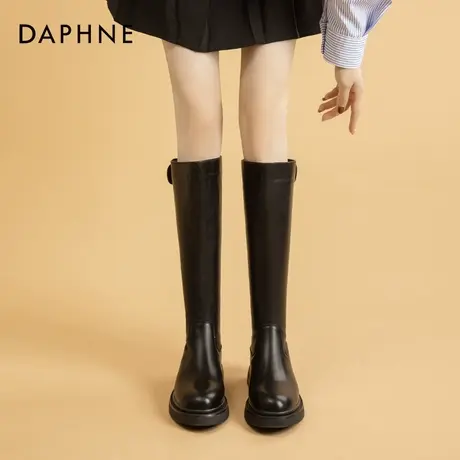 达芙妮厚底长筒靴女款2025秋冬季骑士靴女不过膝长靴显瘦高筒靴子商品大图