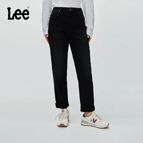 【张凌赫代言】Lee25秋冬新411舒适小直脚磨毛黑灰色女保暖牛仔裤商品大图
