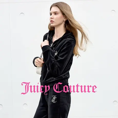 Juicy Couture橘滋外套女2025年秋季新款黑色云棉天鹅绒丝绒上衣图片