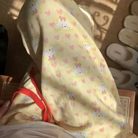 新品~黄色爱心小狗可爱卡通全棉磨毛宽松舒适长裤可外穿居家睡裤商品大图