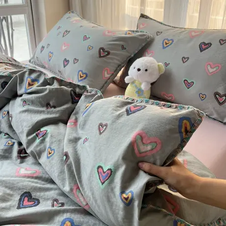 2026新款ins风彩边双层纱四件套彩边双层纱系列图片