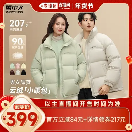 【李佳琦年货时尚节】雪中飞90%绒子鸭绒男女同款立领廓形羽绒服图片