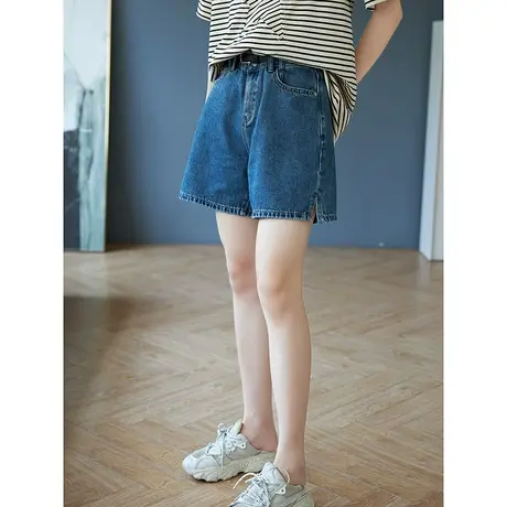 宝诗黎高腰显瘦阔腿牛仔短裤女夏季宽松2023新款时尚百搭休闲裤子商品大图