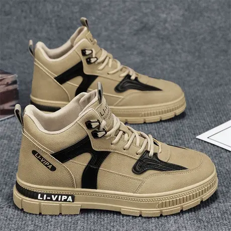 男鞋秋冬季2023新款劳保潮鞋男士厚底防滑耐磨户外运动中帮马丁靴商品大图