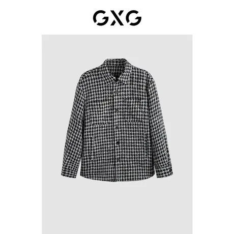 GXG男装 商场同款黑白千鸟格翻领夹克 2023冬季新品GEX12135134图片