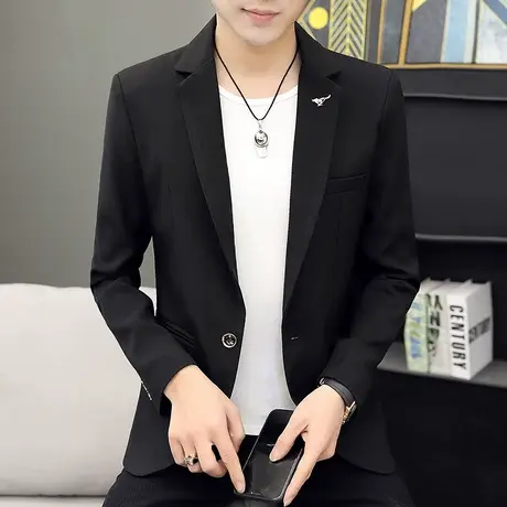 黑色西装外套男春秋2022新款高端气质职业面试正装工作服西服外套图片