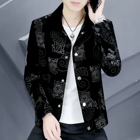 外套男装春秋季痞帅潮牌灯芯绒外衣青年时尚男士高端欧货休闲夹克商品大图