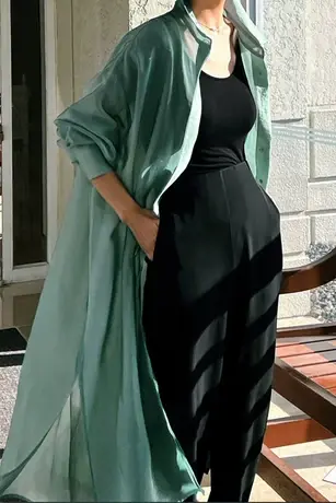 夏装新款宽松ins超火薄款防晒衣港味百搭衬衫中长款长袖衬衣女潮商品大图