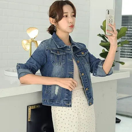 牛仔外套女春秋短款新款韩版修身显瘦学生长袖大码牛仔服上衣图片