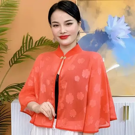 配吊带裙子雪纺衫小披肩2022新款夏季外搭薄款外套开衫防晒上衣女图片