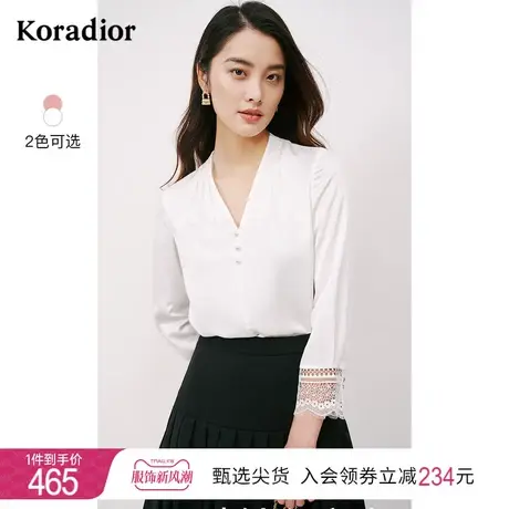 珂莱蒂尔新款v领衬衫女设计感小众洋气宽松时尚百搭衬衣上衣女图片