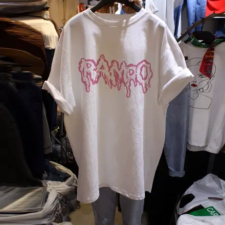 hiphop纯棉mm大码女装美式ins宽松白色潮牌嘻哈oversize短袖t恤女商品大图