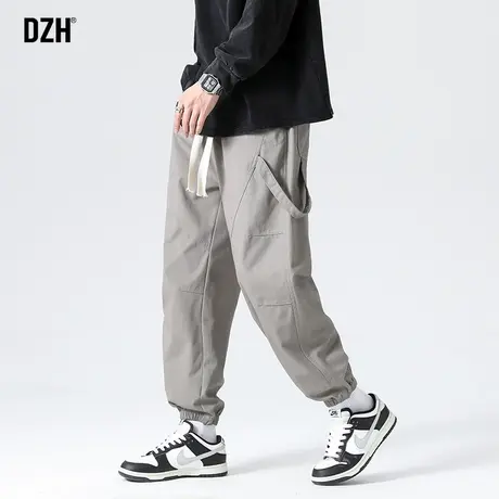 男士纯棉灰色裤子男春夏款潮牌2023年新款工装男裤宽松休闲束脚裤商品大图