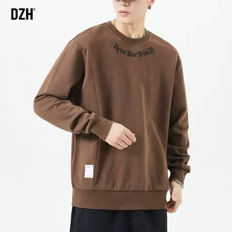 大码卫衣男士圆领春秋款休闲宽松长袖内搭刺绣青少年打底衫外套潮商品大图