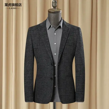 秋季新款商务中年休闲西装男士外套韩版呢子小西服男修身时尚上衣图片
