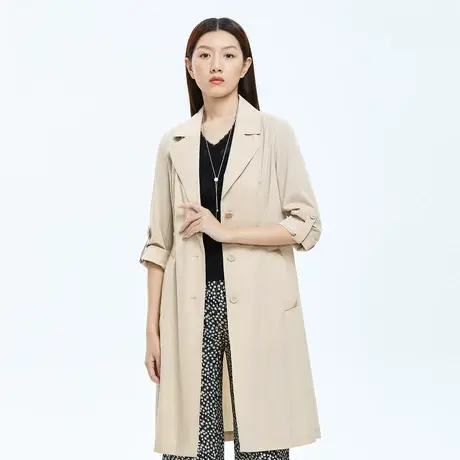 朗姿夏季单排扣通勤风简约气质显瘦女式风衣外套新款风衣奥莱图片