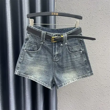 欧货韩版阔腿裤女潮24春夏新款洋气减龄高腰宽松显瘦牛仔短裤热裤商品大图