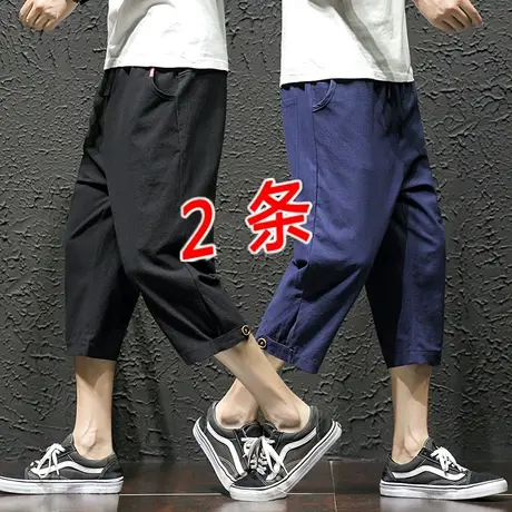 男士运动裤子潮流2019新款夏季薄款宽松五分中裤男生休闲七分短裤商品大图