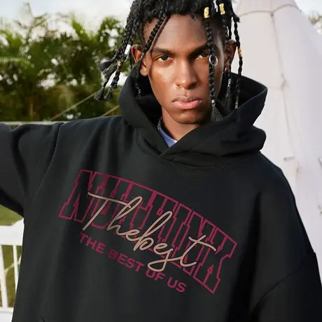 Nuthink美式高街潮牌字母连帽卫衣男宽松慵懒风2024新款春季外套图片