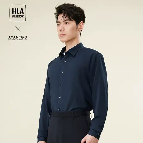 【易打理】HLA海澜之家轻商务经典长袖休闲衬衫23秋新刺绣衬衣男图片