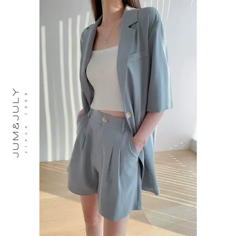 短袖西装套装女2023新款夏季薄款设计感小众高级感上衣女休闲商品大图