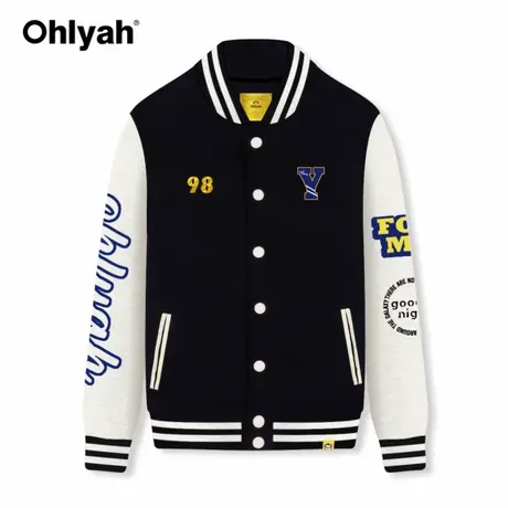 Ohlyah棒球服夹克女潮ins港味情侣oversize漂亮时尚外套班服定制商品大图