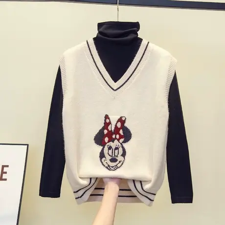 v领针织马甲背心女2023秋装新款宽松慵懒风上衣外穿马夹毛衣坎肩商品大图