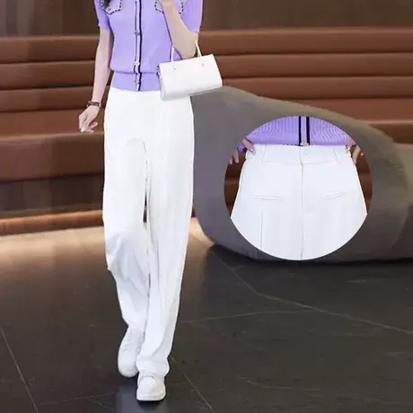 阔腿裤女2023新款韩版显瘦直筒裤高腰垂感小个子宽松休闲裤西裤夏商品大图